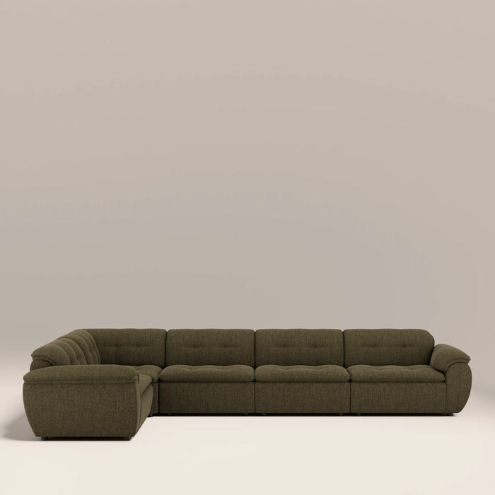 Bamba Left Hand 4 Seater Corner Sofa‚ | Olive Green Velvet Chenille