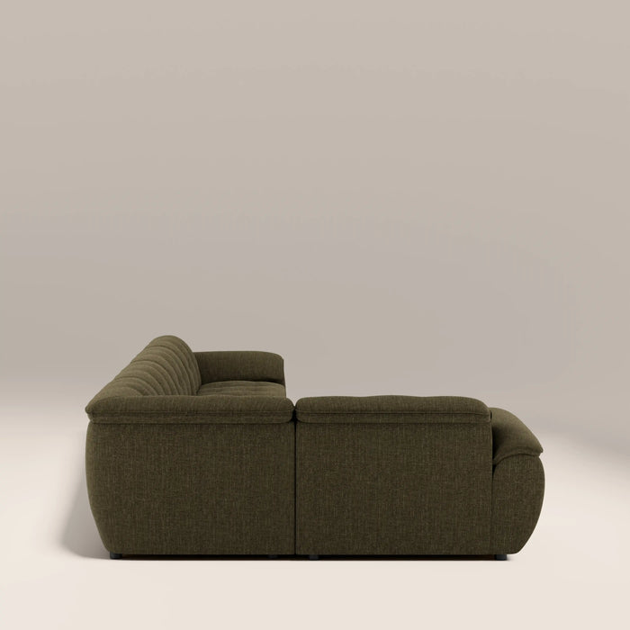 Bamba Left Hand 4 Seater Corner Sofa‚ | Olive Green Velvet Chenille