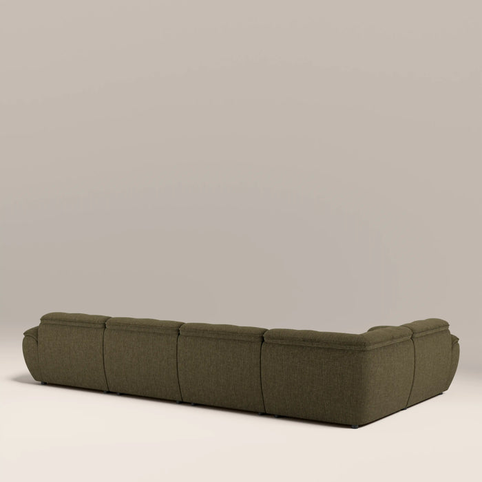 Bamba Left Hand 4 Seater Corner Sofa‚ | Olive Green Velvet Chenille