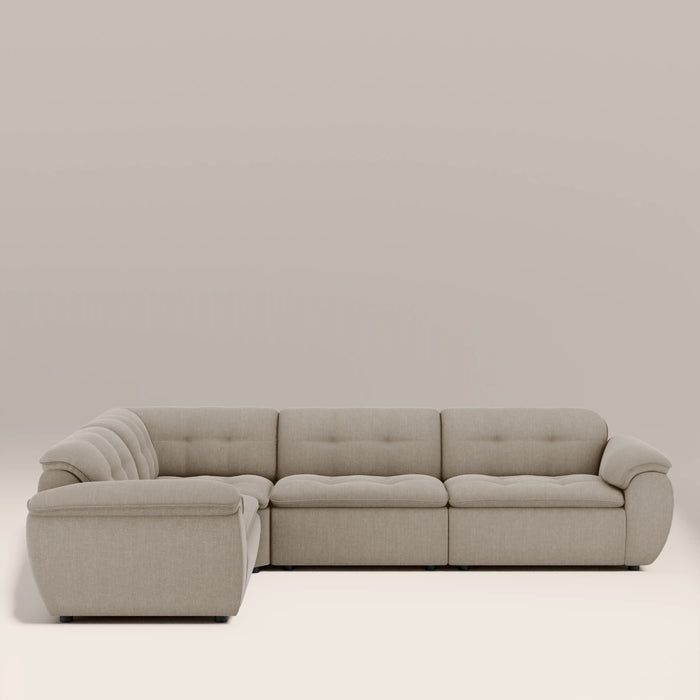 Bamba Left Hand 3 Seater Corner Sofa | Pebble Grey Velvet Chenille