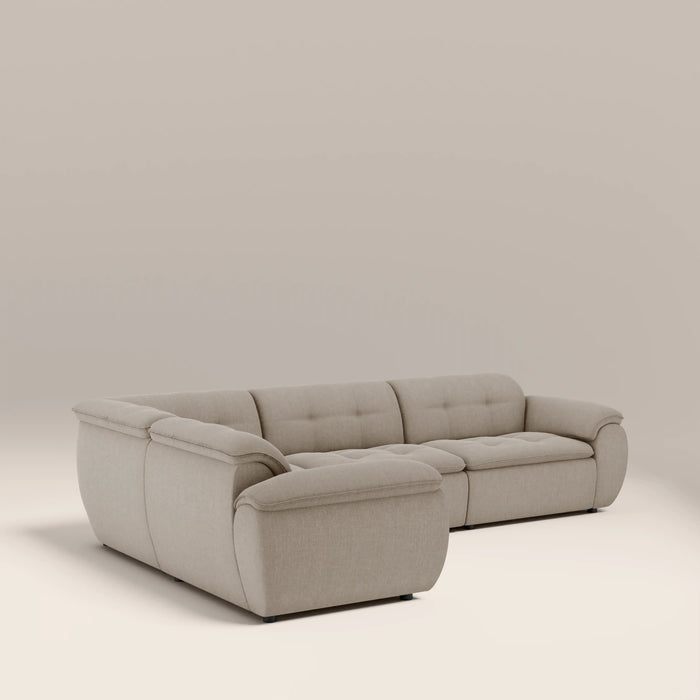 Bamba Left Hand 3 Seater Corner Sofa | Pebble Grey Velvet Chenille