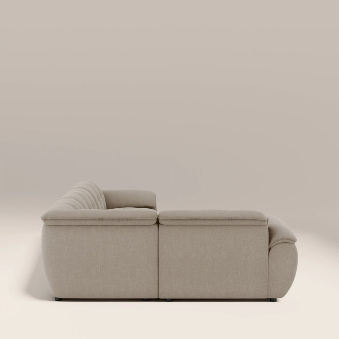 Bamba Left Hand 3 Seater Corner Sofa | Pebble Grey Velvet Chenille