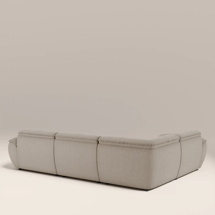 Bamba Left Hand 3 Seater Corner Sofa | Pebble Grey Velvet Chenille