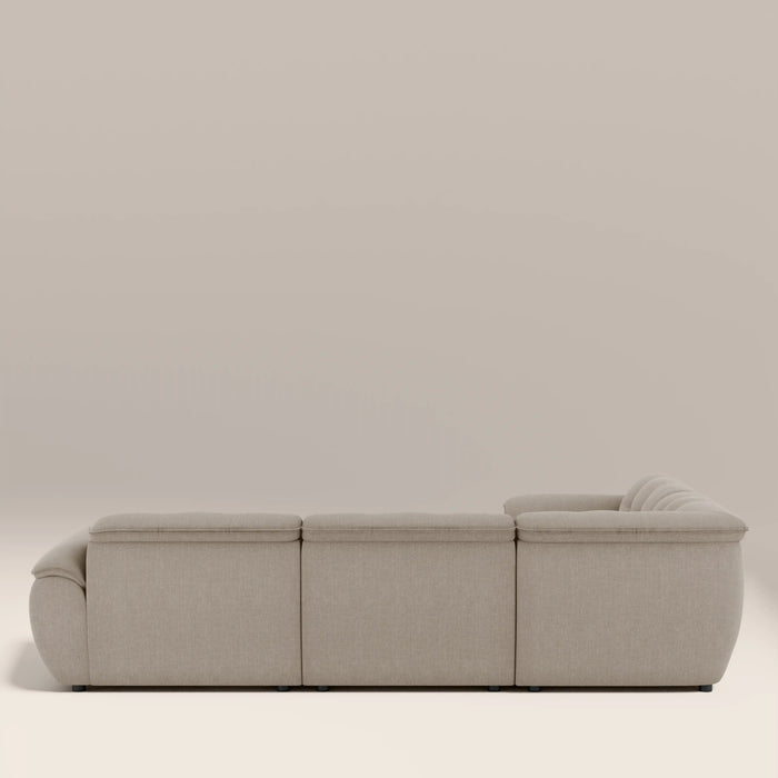 Bamba Left Hand 3 Seater Corner Sofa | Pebble Grey Velvet Chenille