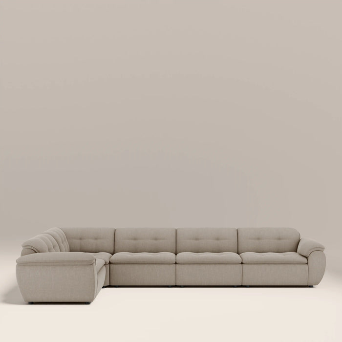 Bamba Left Hand 4 Seater Corner Sofa | Pebble Grey Velvet Chenille