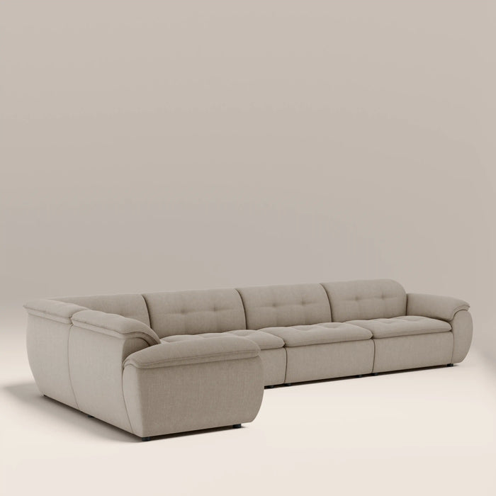 Bamba Left Hand 4 Seater Corner Sofa | Pebble Grey Velvet Chenille