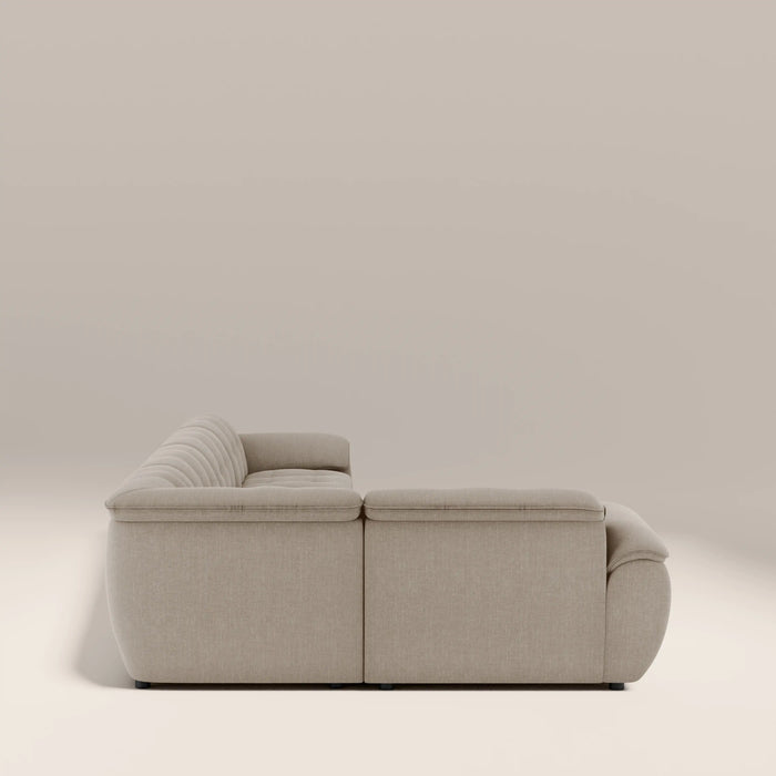 Bamba Left Hand 4 Seater Corner Sofa | Pebble Grey Velvet Chenille