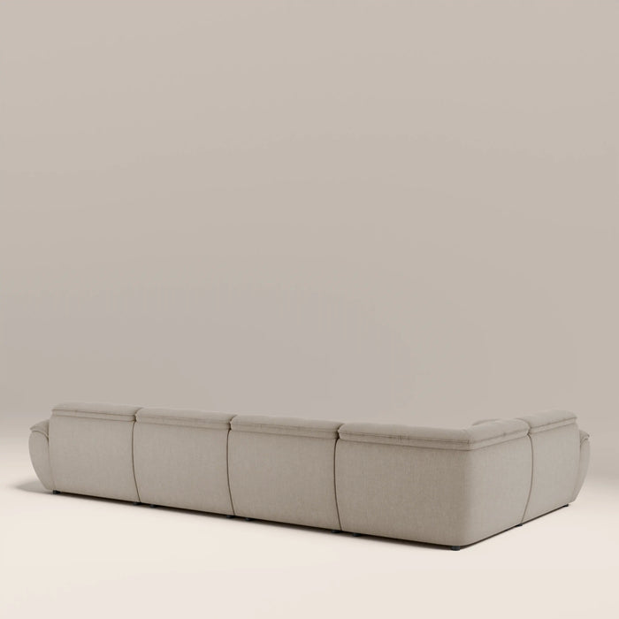 Bamba Left Hand 4 Seater Corner Sofa | Pebble Grey Velvet Chenille