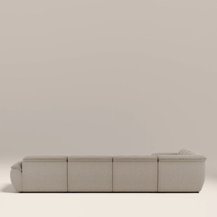 Bamba Left Hand 4 Seater Corner Sofa | Pebble Grey Velvet Chenille