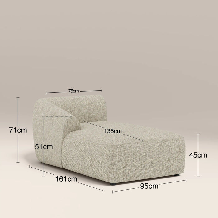 Malmo Left Chaise Module Section Oatmeal Woven Boucle