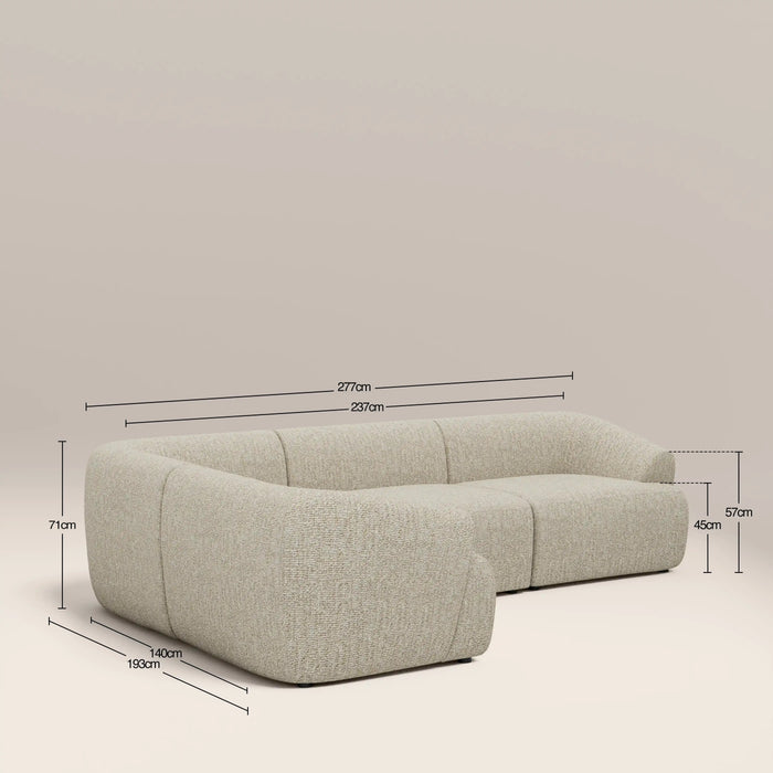 Malmo Left Hand 3 Seater Corner Sofa Oatmeal Woven Boucle