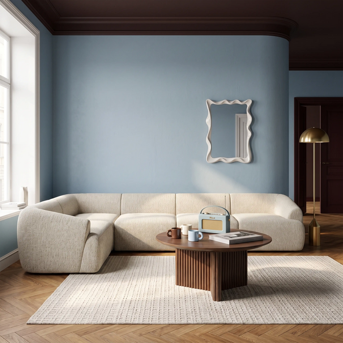 Malmo Left Hand 4 Seater Corner Sofa Oatmeal Woven Boucle