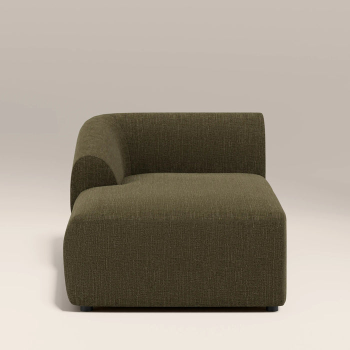 Malmo Left Chaise Module Section Olive Green Velvet Chenille