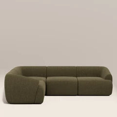 Malmo Left Hand 3 Seater Corner Sofa | Olive Green Velvet Chenille