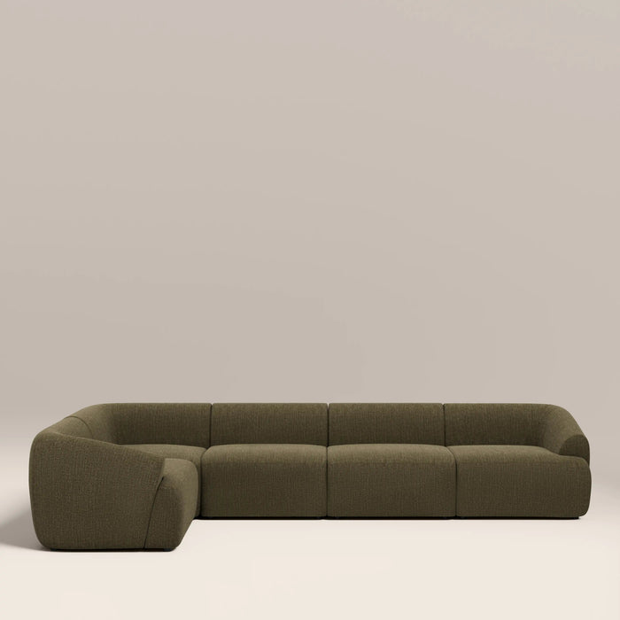 Malmo Left Hand 4 Seater Corner Sofa Olive Green Velvet Chenille