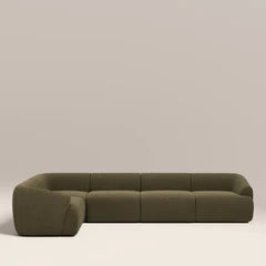 Malmo Left Hand 4 Seater Corner Sofa | Olive Green Velvet Chenille