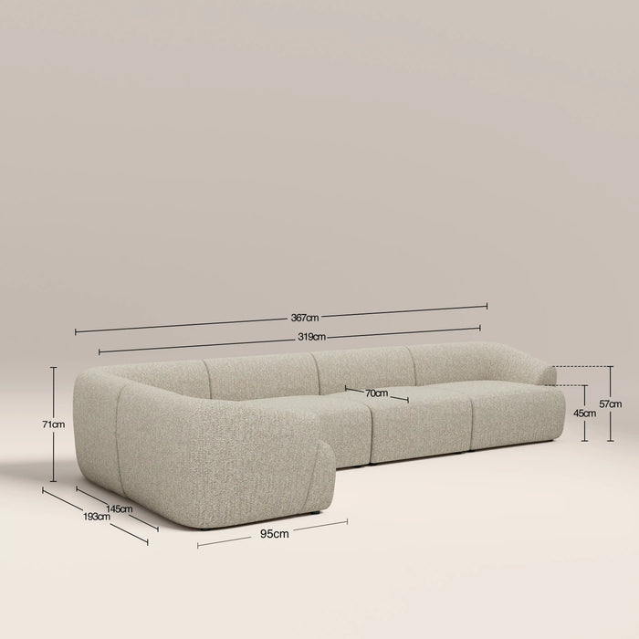 Malmo Left Hand 4 Seater Corner Sofa Oatmeal Woven Boucle
