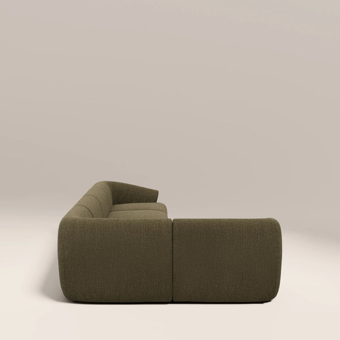 Malmo Left Hand 4 Seater Corner Sofa Olive Green Velvet Chenille