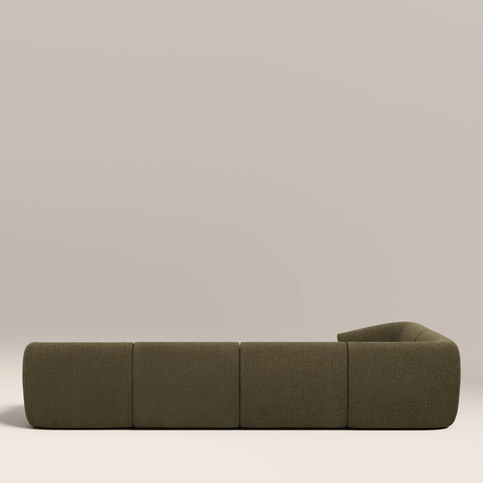 Malmo Left Hand 4 Seater Corner Sofa Olive Green Velvet Chenille