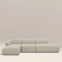 Malmo Left Hand 3 Seater L Shape Sofa | Oatmeal Woven Boucle