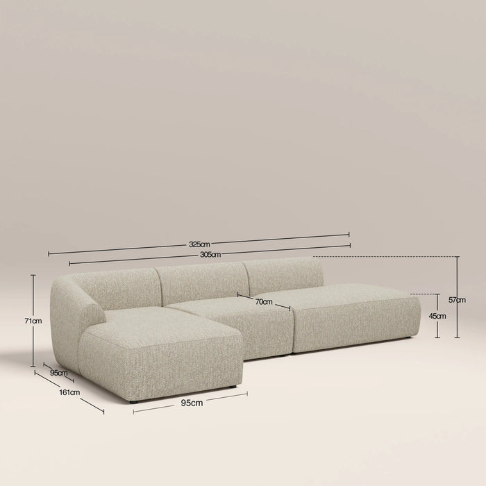 Malmo Left Hand 3 Seater L Shape Sofa Oatmeal Woven Boucle