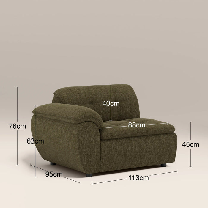 Bamba Left Hand Module Section | Olive Green Velvet Chenille