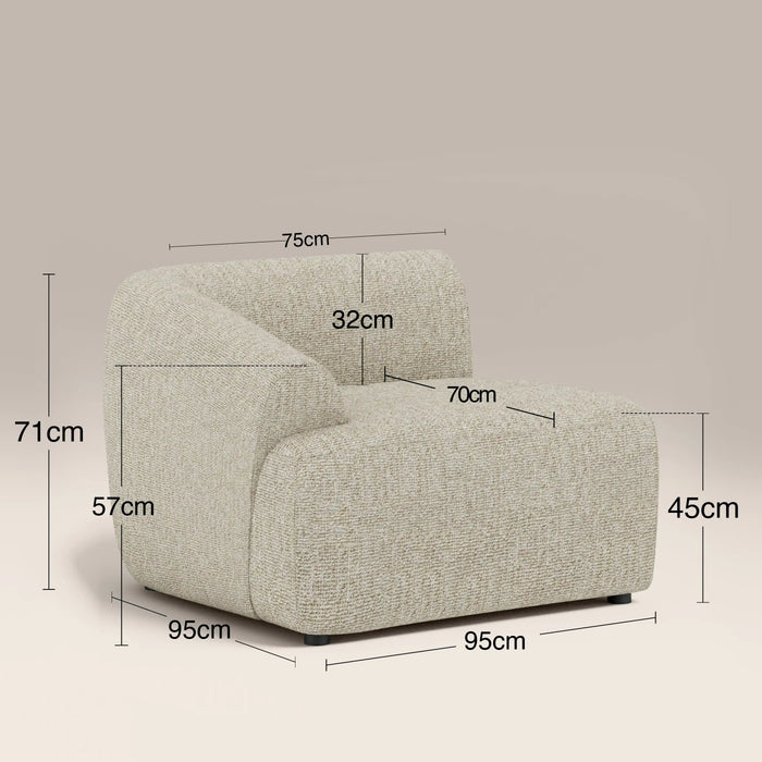 Malmo Left Hand Module Section Oatmeal Woven Boucle