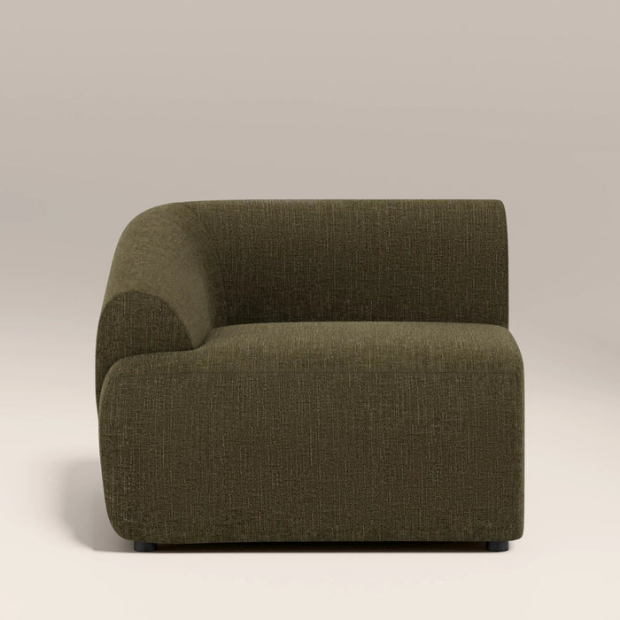Malmo Left Hand Module Section Olive Green Velvet Chenille