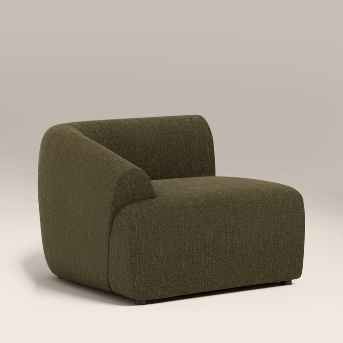 Malmo Left Hand Module Section Olive Green Velvet Chenille