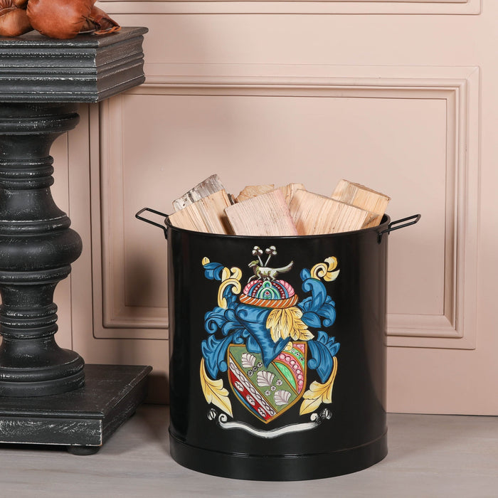 Black Painted Iron Heavy Duty Log Bucket