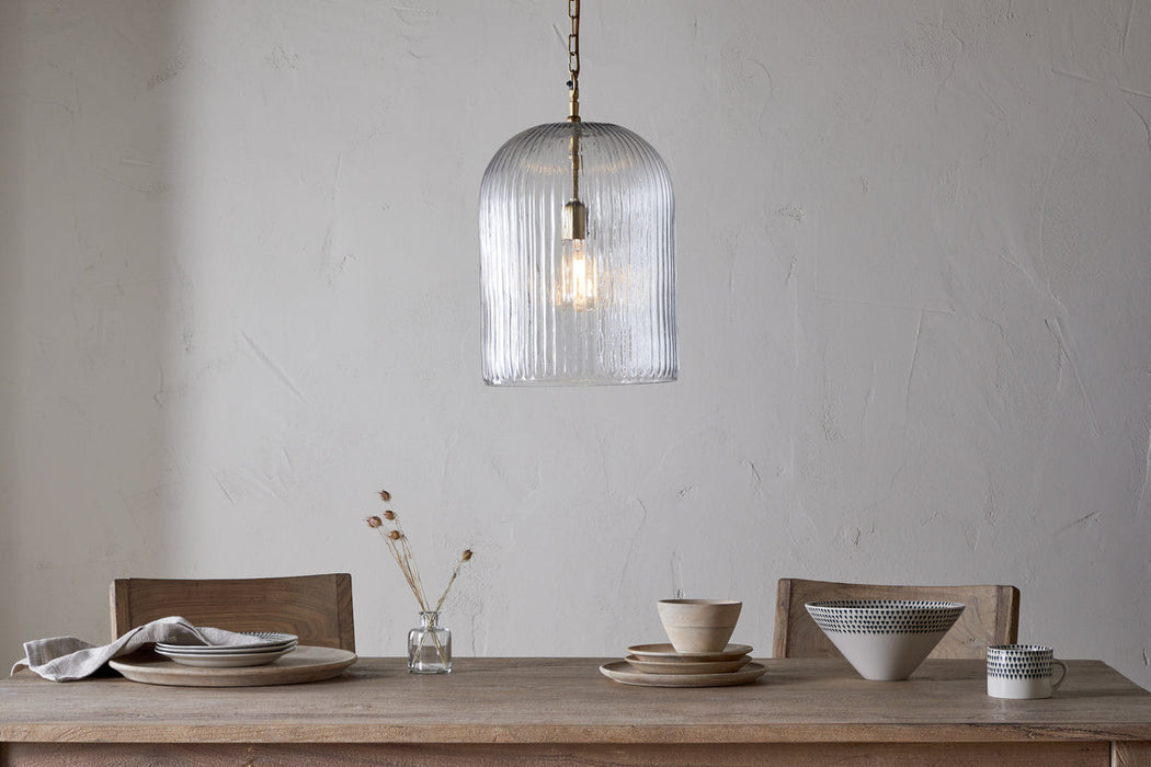 Lumina Fluted Recycled Glass Pendant Clear