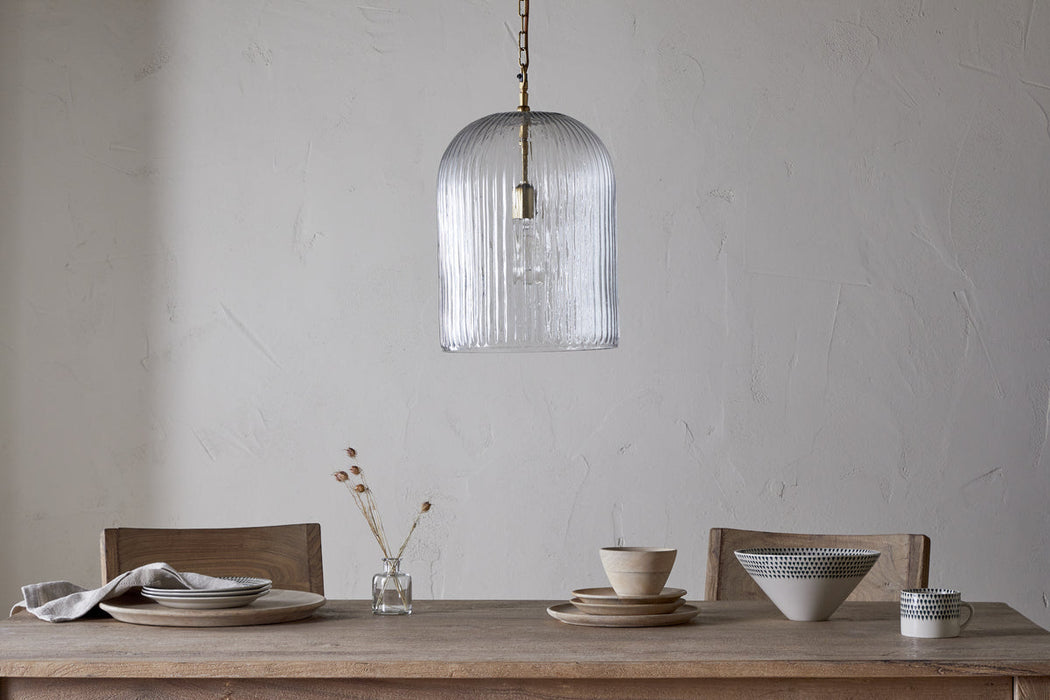 Lumina Fluted Recycled Glass Pendant Clear