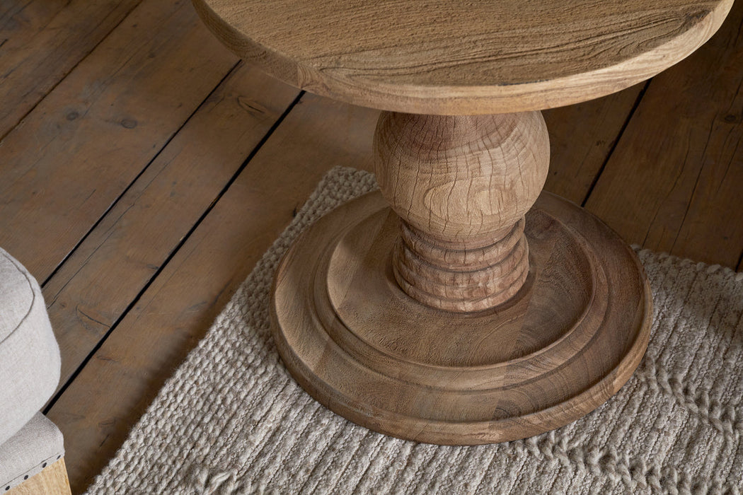 Laya Round Carved Side Table - Natural