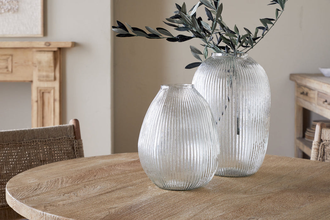 Linsy Ribbed Glass Vase Clear