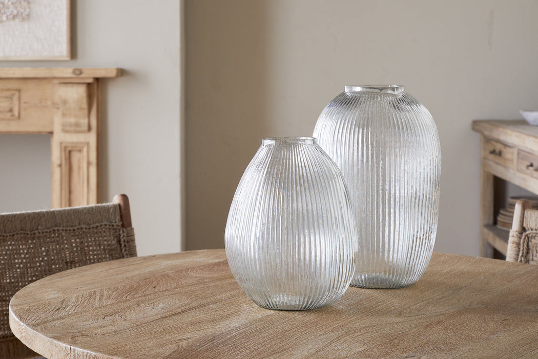 Linsy Ribbed Glass Vase Clear