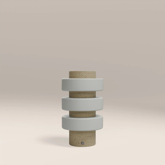 Alanis Table Lamp Opal Glass & Natural Travertine