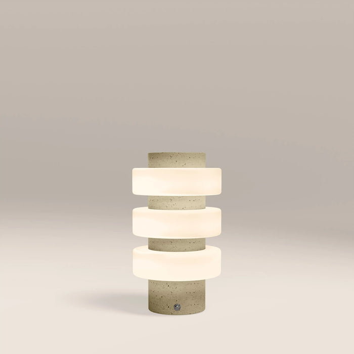 Alanis Table Lamp Opal Glass & Natural Travertine