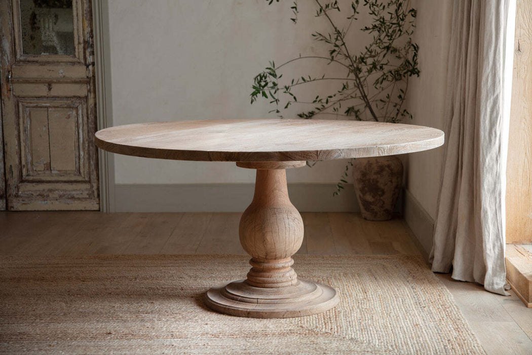 Laya Round Carved Mango Wood Table Large