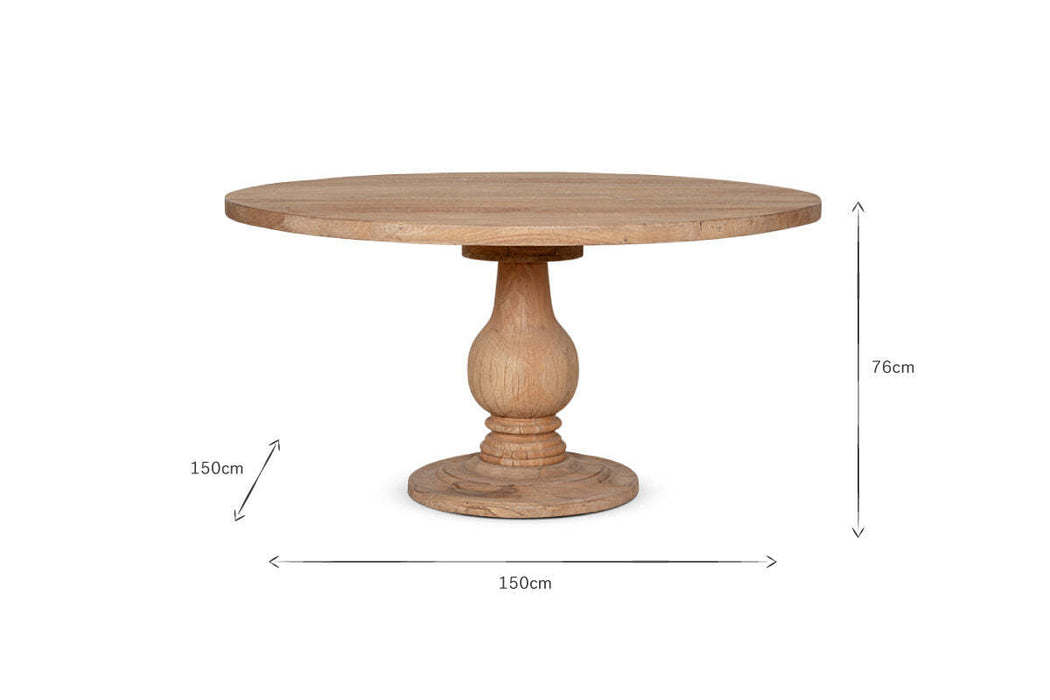 Laya Round Carved Mango Wood Table Large