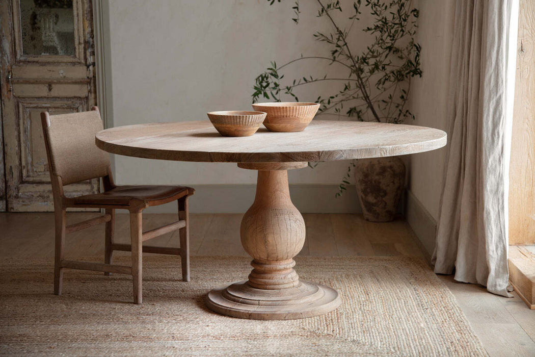 Laya Round Carved Mango Wood Table Large