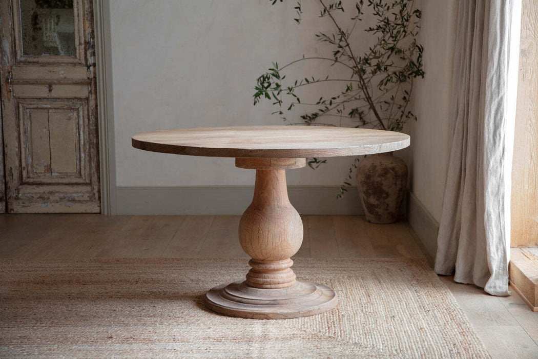 Laya Round Carved Mango Wood Table Small
