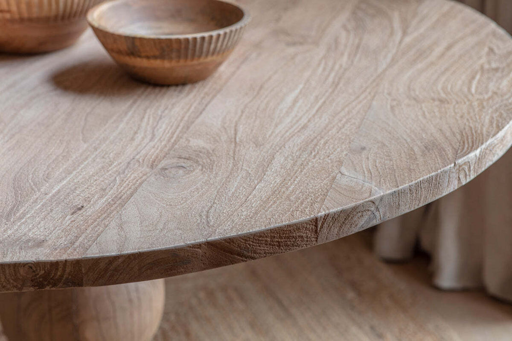 Laya Round Carved Mango Wood Table Small