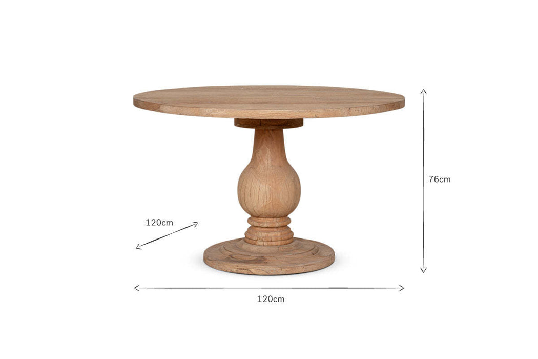 Laya Round Carved Mango Wood Table Small