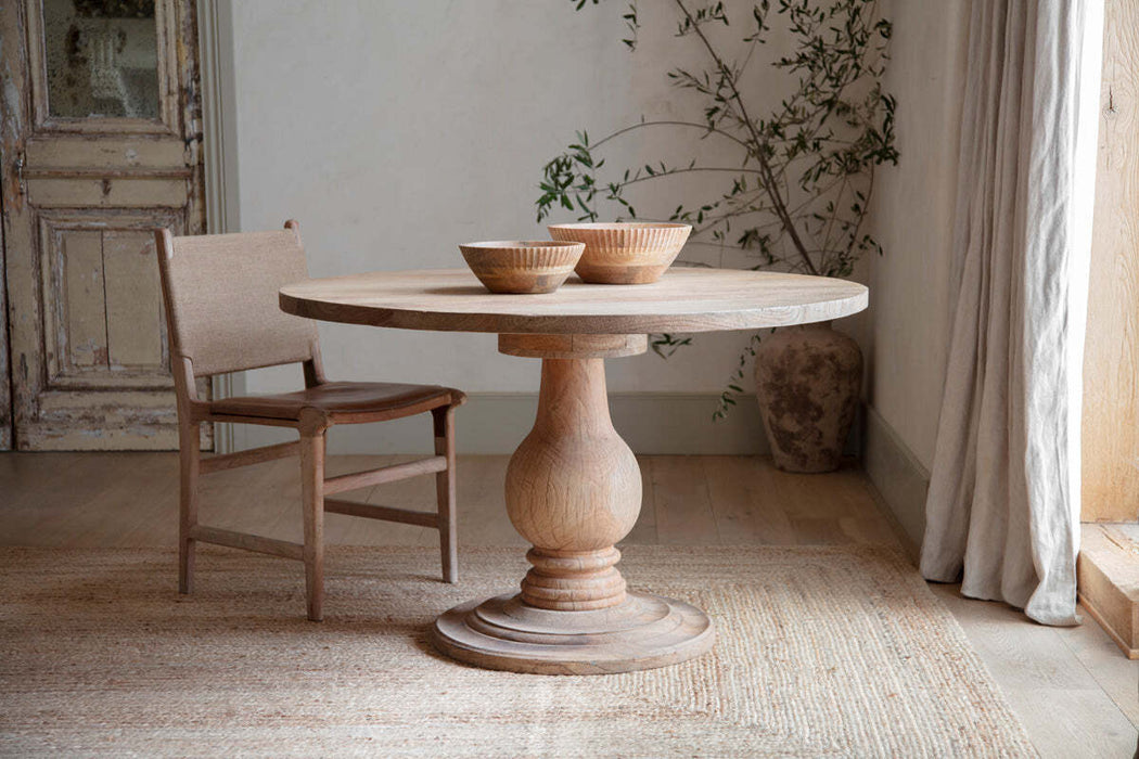 Laya Round Carved Mango Wood Table Small