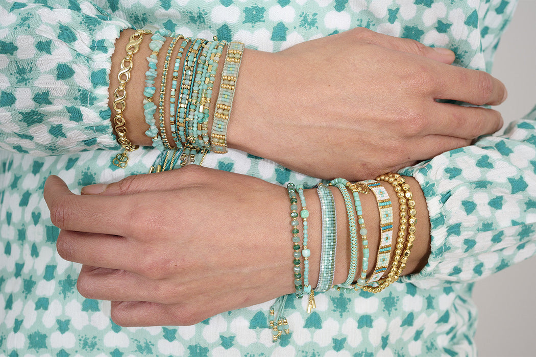 Leilie Green Aventurine & Gold Beaded Friendship Bracelet