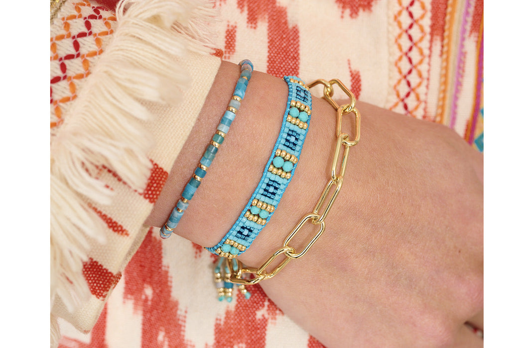Leilie Turquoise Howlite & Gold Beaded Friendship Bracelet