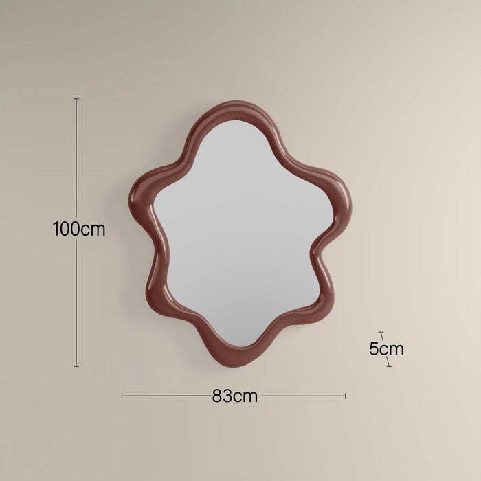 Lenny Wavy Wall Mirror 100x83 cm High Gloss Burgundy