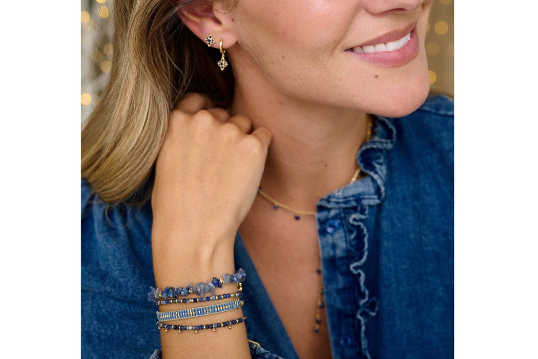 Mystical Gold & Sodalite Beaded Slider Bracelet