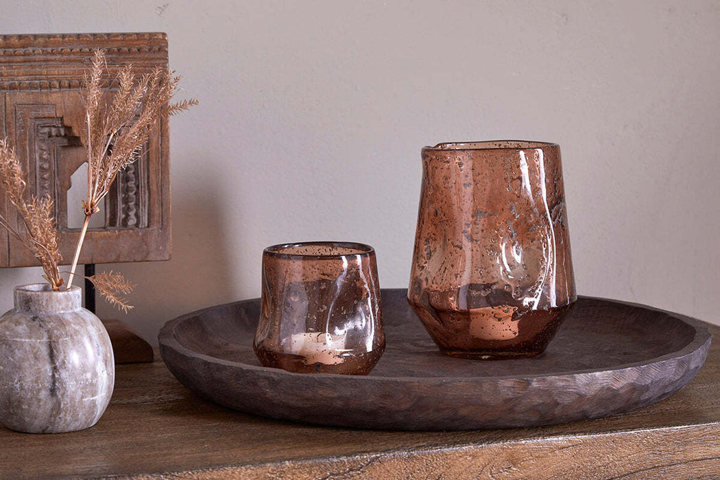 Linora Recycled Glass Tealight Holder Terracotta