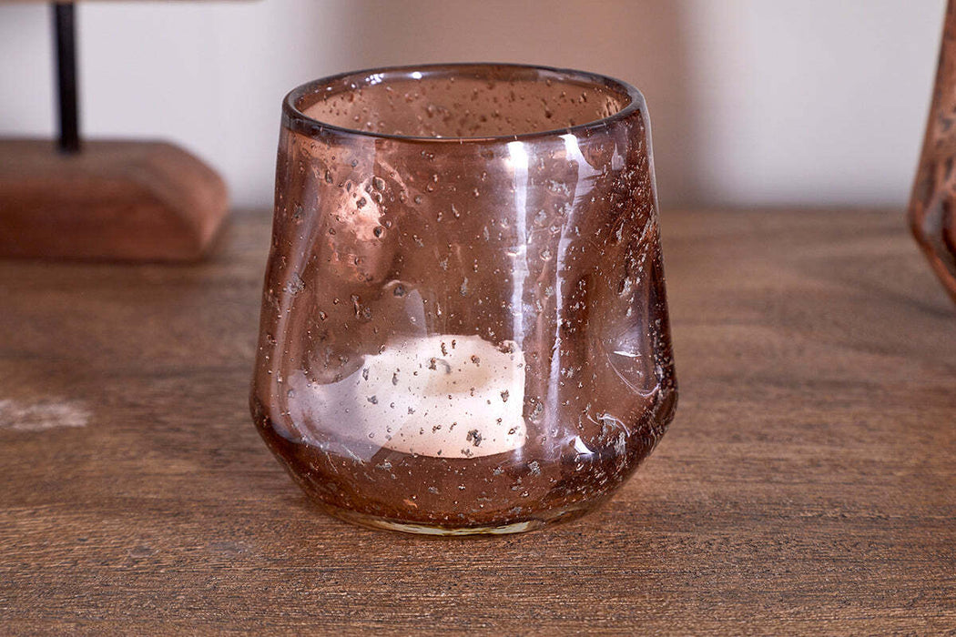 Linora Recycled Glass Tealight Holder Terracotta